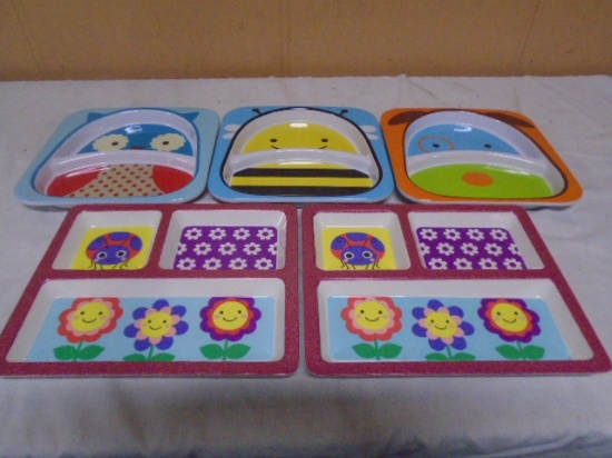 5pc group of Child's Divided Plates