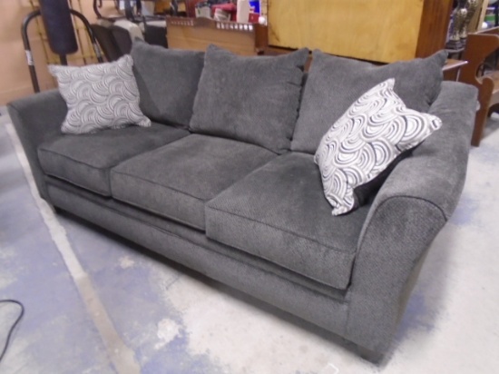 Beautiful Dark Gray Sofa w/ Accent Pillows