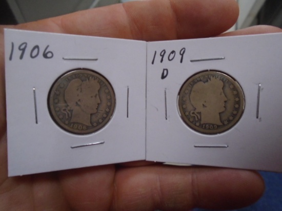 1906 and 1909 D-Mint Barber Quarters