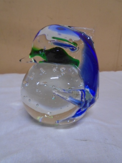 Glass Dolphin Paperweight