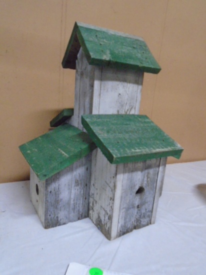Rustic 4 Hole Wooden Birdhouse