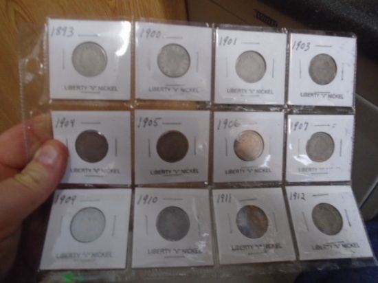 Group of (12) Liberty "V" Nickels