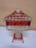 Westmoreland Glass Ruby Flash Covered Pedistal Candy Dish