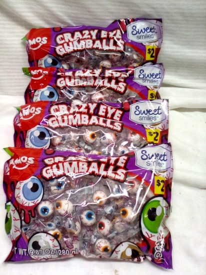 Qty. 4 bags Crazy Eye Gumballs 9.87 Oz per bag