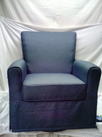 Delta Children Upholstered Blue Swivel Rocker Chair