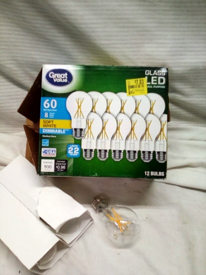 Great Value Glass LED Bulbs Qty. 12 Capare to 60 Watt Dimmable