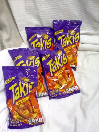 Qty. 5 Bags Takis Xplosion Cheese and Chili Pepper Rolled Tortilla Chips