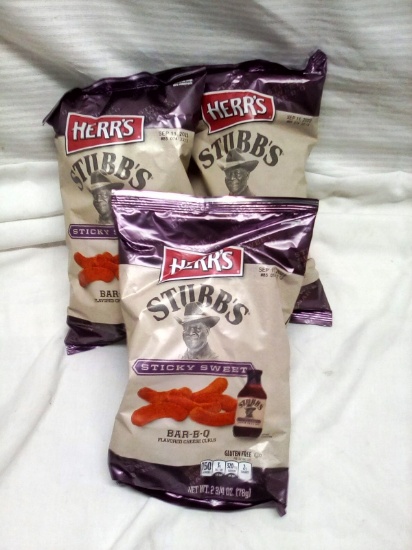 Qty. 3 Bags Herr's Stubb's Sticky Sweet BBQ Flavored Cheese Curls