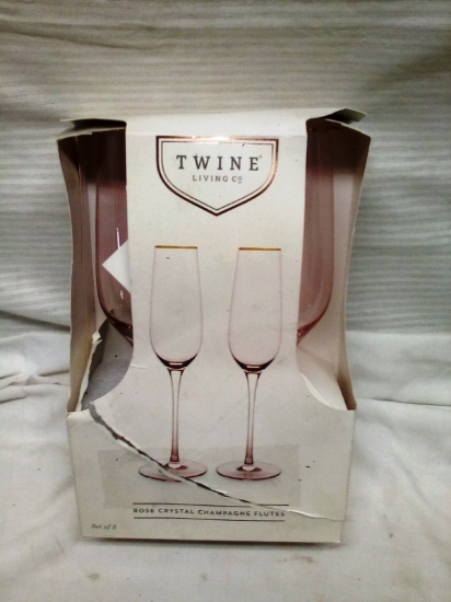 Twine Living CO Pair of Rose Crystal Champagne Glasses