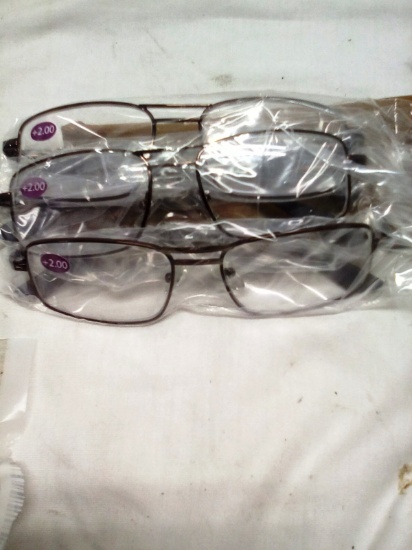 Three Pair of Wire Rim Prescription +2.0 Reading Glasses