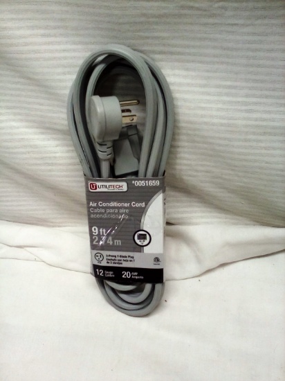 9' Three Prong T-Blade Air Conditioner Cord