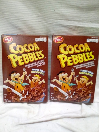 Qty. 2 boxes Post Cocoa Pebbles 11 Oz per box