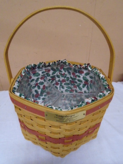 1997 Longaberger Snowflake Basket w/Liner and Divided Protector