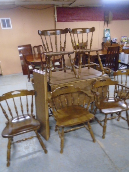 Beautiful Keller Solid Wod Double Drop Leaf Dining Table w/8 Matching Chairs and 3 Center Leaves
