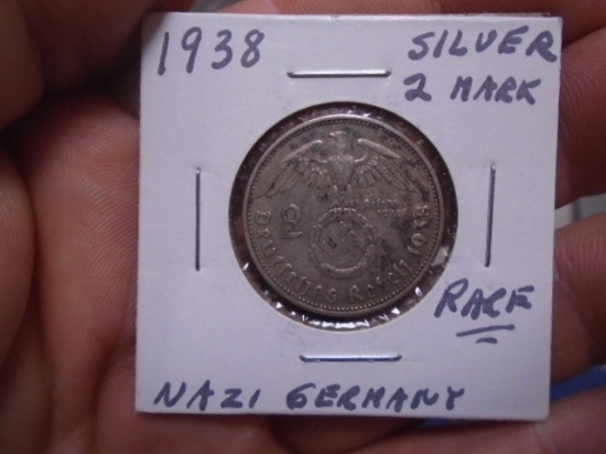 1938 Nazi Germany Silver 2 Mark