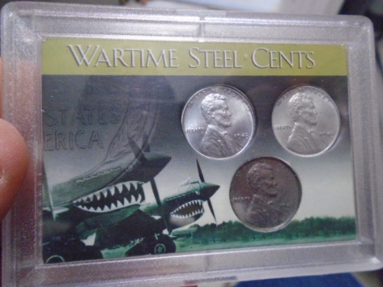 3 Pc. Set of 1943 Wartime Steel Cents