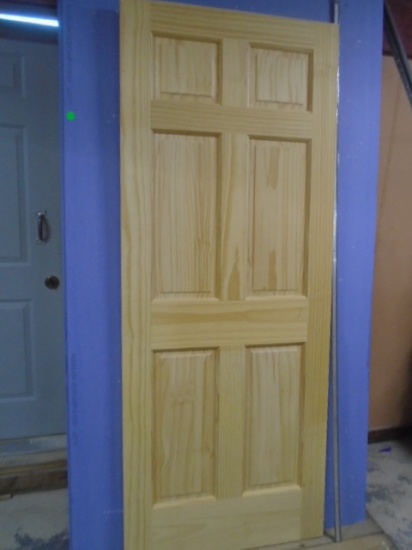 Brand New Solid Pine 6 Panel Door Slab w/Weather Strip Kit