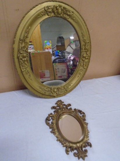 Large and Small Gold Framed Wall Mirrors
