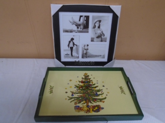 Photo Collage Frame and Wooden Serving Tray