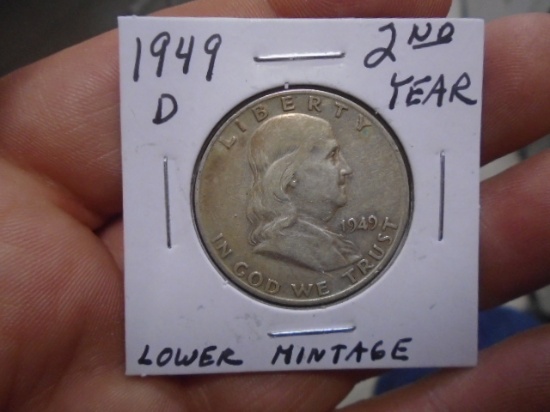 1949 D-Mint Silver Franklin Half Dollar