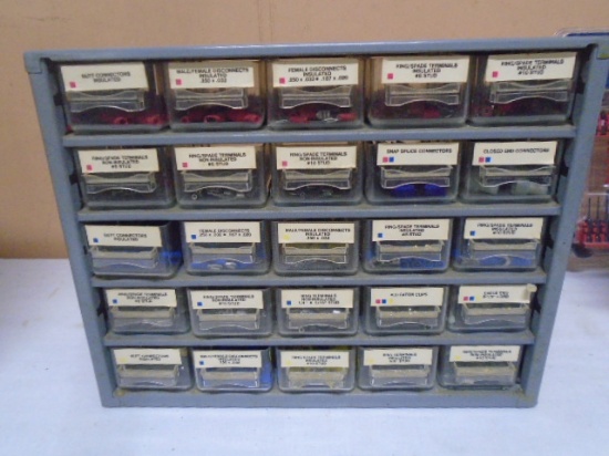 Hardware Organizer Full of Assorted Electrical Connectors