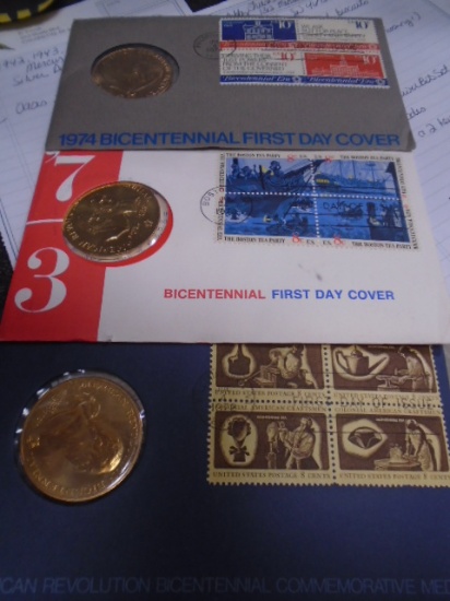 3pc Group Bicentenial First Day Cover w/ Medals
