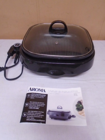 Aroma 12in Electric Skillet w/ Glass Lid
