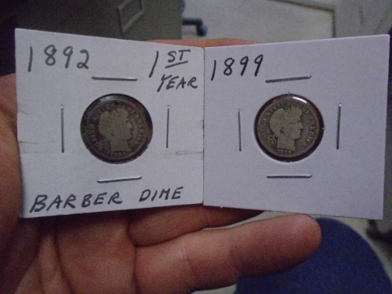 1892 and 1899 Barber Dimes