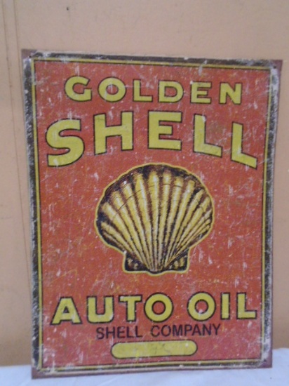Golden Shell Auto Oil Metal Advertisment