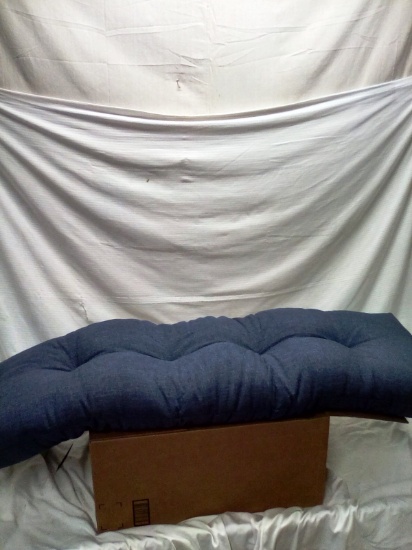 45"x16" Blue Tufted Denim Fabric Anti-Slip Bench Cushion