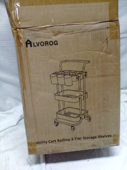 Alvorog Rolling Utility Cart with 3 tiers of storage shelves