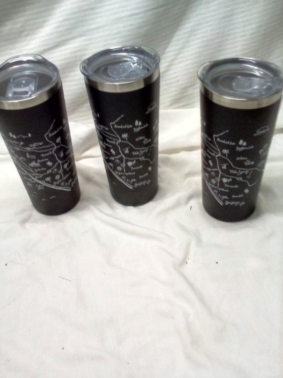 Qty. 3 Southern Cali Stainless Steel 32 Oz Insulated Drink Tumblers