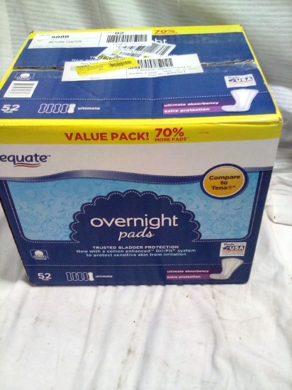 Qty. 52 Equate Ultimate Absorbancy Nightime Bladder Control Pads