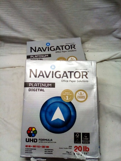 Qty. 2 Reems of 500 Sheets Each Navigator Platinum 8.5x11 Copy Paper 20lb