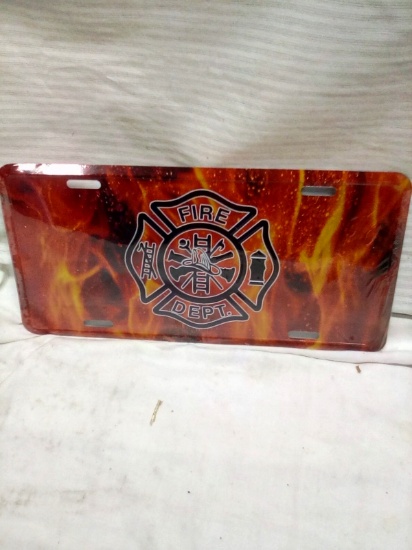 Metal Fire Dept. License Plate
