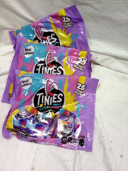 Qty. 3 Bags Tinies Creatures Gummies 25 Packs per Bag