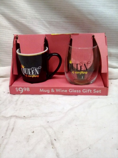 Queen Of Everything Mug & Wine Glass Set
