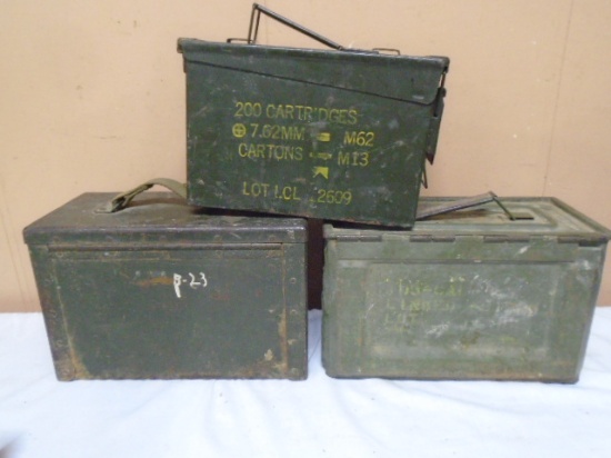 Group of 3Metal Ammo Cans