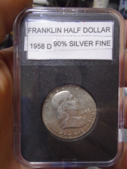 1958 D Mint Silver Franklin Half Dollar