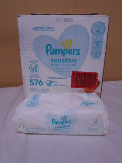 Full Case of 8 Packages of Pampers Sensitive Baby Wipes