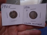 1905 & 1906 S Mint Barber Dimes