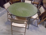 40in Round Card Table w/ 4 Padded Folding Chairs
