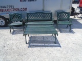 4pc Cast Iron Wood Slat Outdoor Furniture Set