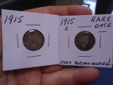 1915 and 1915 S-Mint Barber Dimes