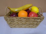 Wicker Basket Filled W/Artifical Fruit