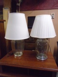 2 Clear Glass Table Lamps w/ Shades