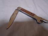 440 Stainless Steel Lockblade Knife w/ Wood Inlay Handle