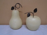 Large Ceramic Pear & Apple Décor Pieces