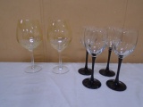 Set of 2 Crackle Glass & Set of 4 Wine Glasses