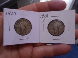 1927 & 1928 S Mint Standing Liberty Quarters